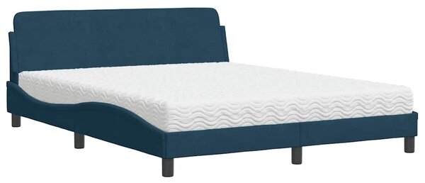 Krevet s madracem Dover plavi 160x200 cm baršunasti - Plava / 160 x 200 cm