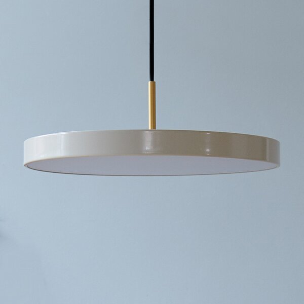 UMAGE LED viseća svjetiljka Asteria Mini, biserno bijela/mesing, Ø 31 cm, prigušiva, Bijela, Dnevni boravak/blagovaonica, Metal