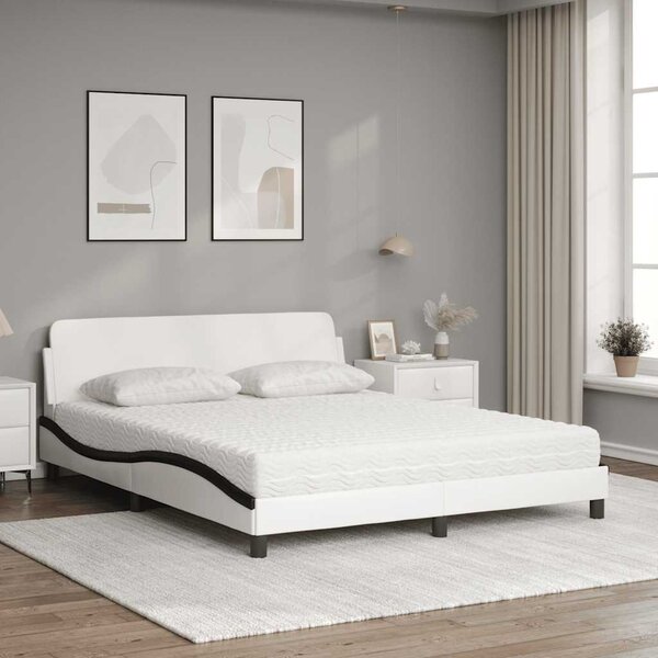 Krevet s madracem Dover bijeli 160x200 cm od umjetne kože - Bijela / 160 x 200 cm