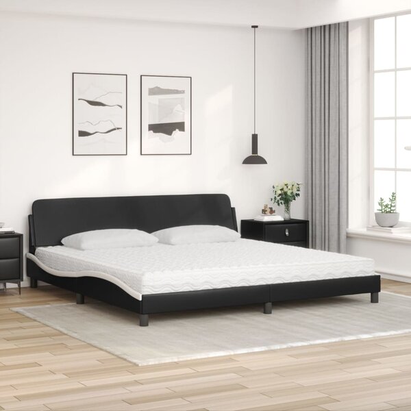Krevet s madracem Dover crno-bijeli 200 x 200 cm od umjetne kože - Crna / 200 x 200 cm