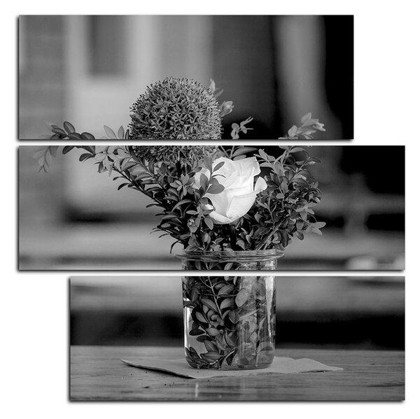 Slika na platnu - Ljetno cvijeće na stolu - kvadrat 372FD (75x75 cm)