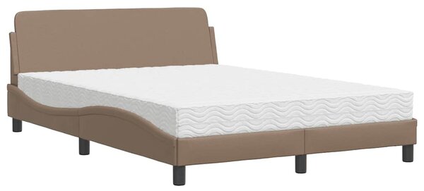 Krevet s madracem Dover boja cappuccina 120 x 200 cm od umjetne kože - Smeđa / 120 x 200 cm