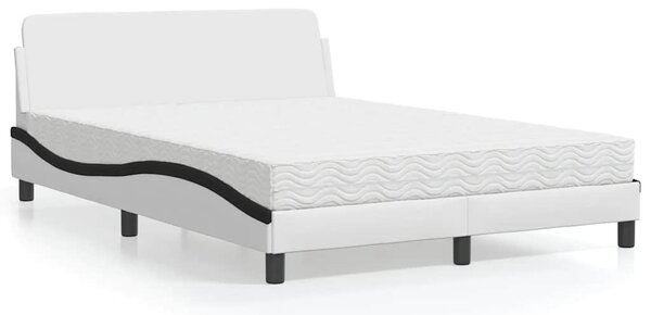 Krevet s madracem Dover bijelo-crni 120 x 200 cm od umjetne kože - Bijela / 120 x 200 cm
