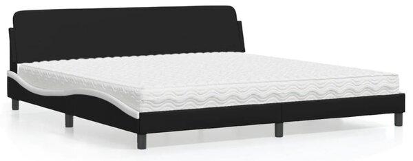 Krevet s madracem Dover crno-bijeli 200 x 200 cm od umjetne kože - Crna / 200 x 200 cm