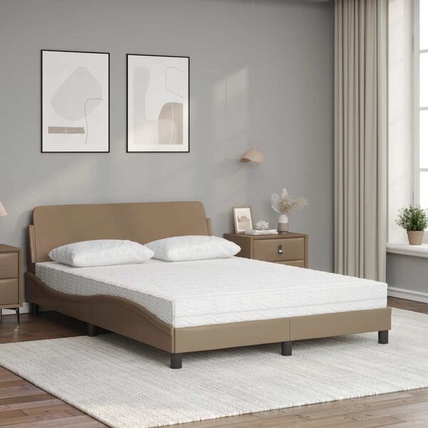 Krevet s madracem Dover boja cappuccina 120 x 200 cm od umjetne kože - Smeđa / 120 x 200 cm