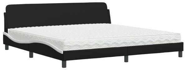 Krevet s madracem Dover crno-bijeli 200 x 200 cm od umjetne kože - Crna / 200 x 200 cm