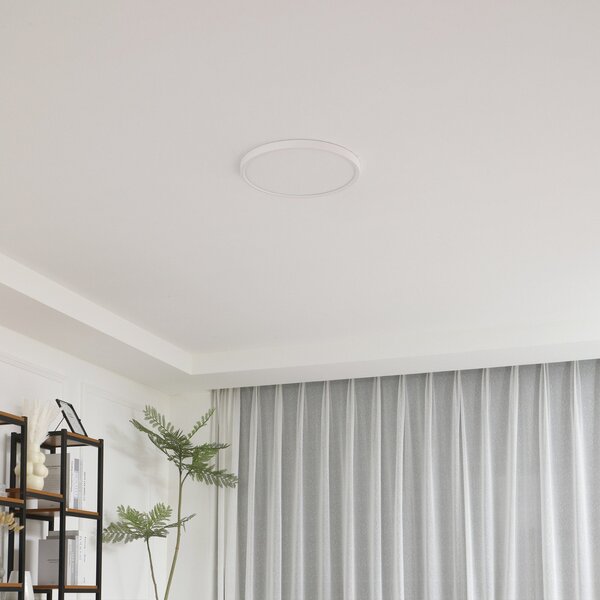 Lindby LED stropna svjetiljka Pravin, Ø 30 cm, CCT, bijela, Bijela, Dnevni boravak/blagovaonica, Plastika