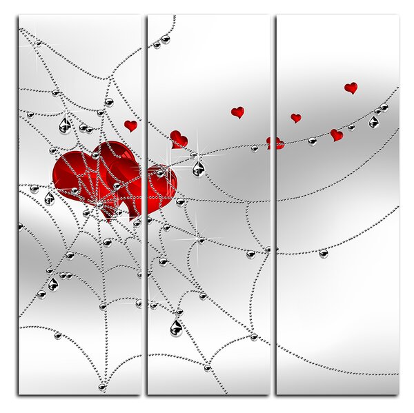 Slika na platnu - Srce u srebrnoj mreži - kvadrat 378B (75x75 cm)