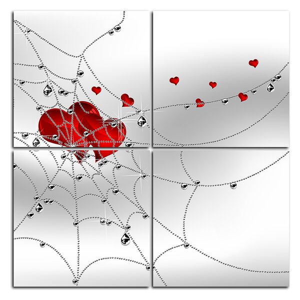 Slika na platnu - Srce u srebrnoj mreži - kvadrat 378D (60x60 cm)