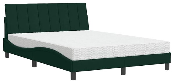 Krevet s madracem Hanko tamnozeleni 120x200 cm baršunasti - Zelena / 120 x 200 cm