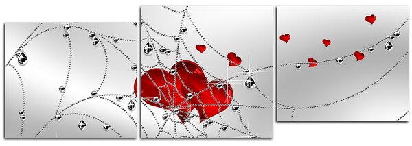 Slika na platnu - Srce u srebrnoj mreži - panorama 578D (90x30 cm)