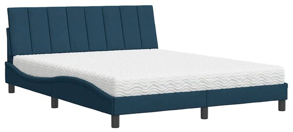 Krevet s madracem Hanko plavi 160x200 cm baršunasti - Plava / 160 x 200 cm