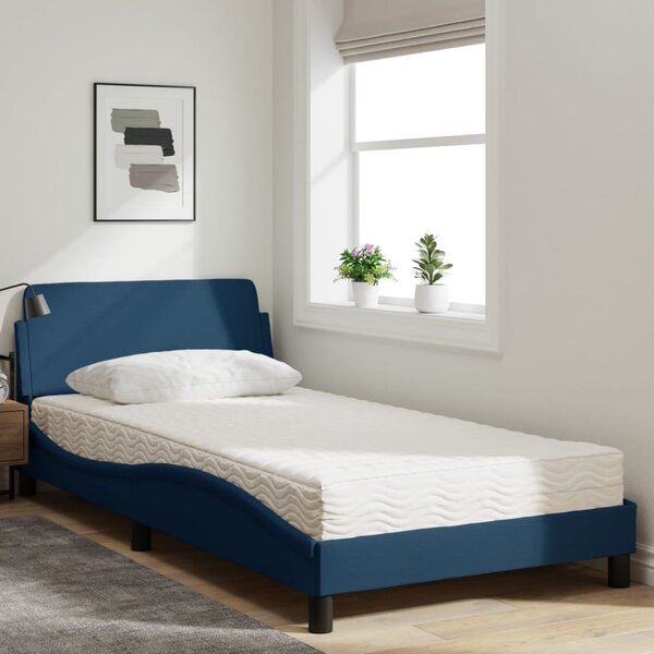 Krevet s madracem Dover plavi 100 x 200 cm od tkanine - Plava / 100 x 200 cm