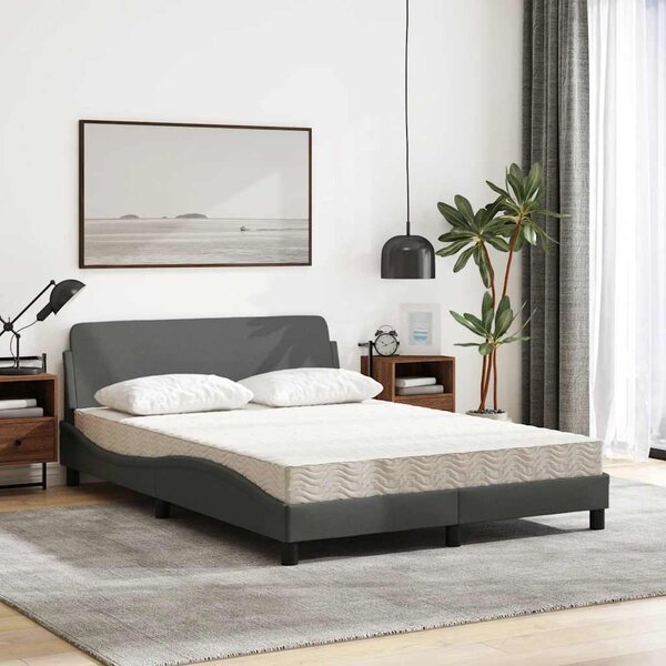 Krevet s madracem Dover tamnosivi 120 x 200 cm od tkanine - Siva / 120 x 200 cm