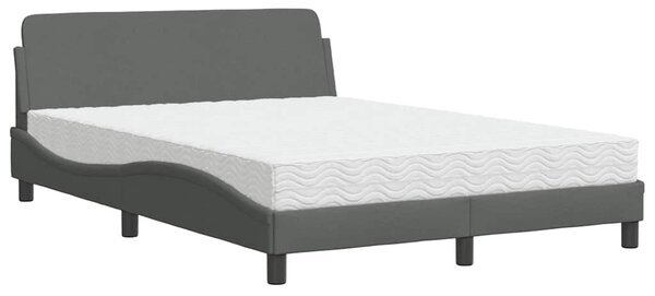 Krevet s madracem Dover tamnosivi 120 x 200 cm od tkanine - Siva / 120 x 200 cm