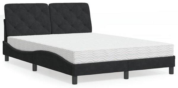 Krevet s madracem crni 120 x 200 cm baršunasti - Crna / 120 x 200 cm