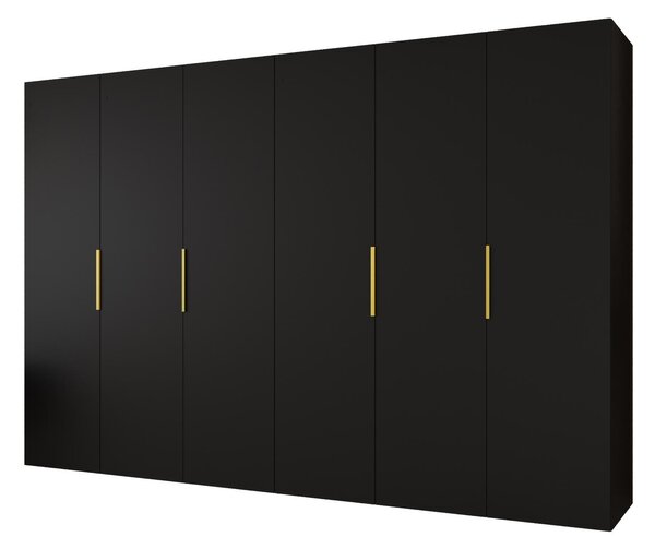 Ormar za garderobu 300 cm Mirabella 1 (crna + zlatna)
