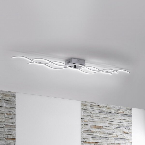 JUST LIGHT. GmbH LED stropna svjetiljka Wave 3,000K 139.5x16cm čelik, Metalik, Dnevni boravak/blagovaonica, Aluminij