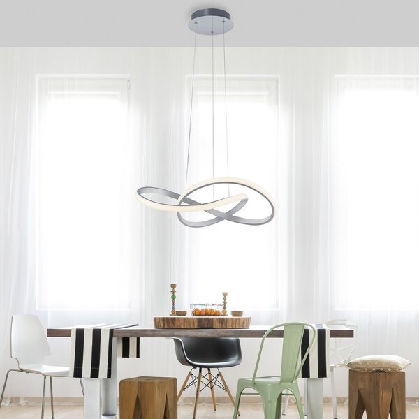 JUST LIGHT. GmbH LED visilica Maria, 3-stupanjska dim, aluminij, prigušiva, Metalik, spavaća soba, Aluminij