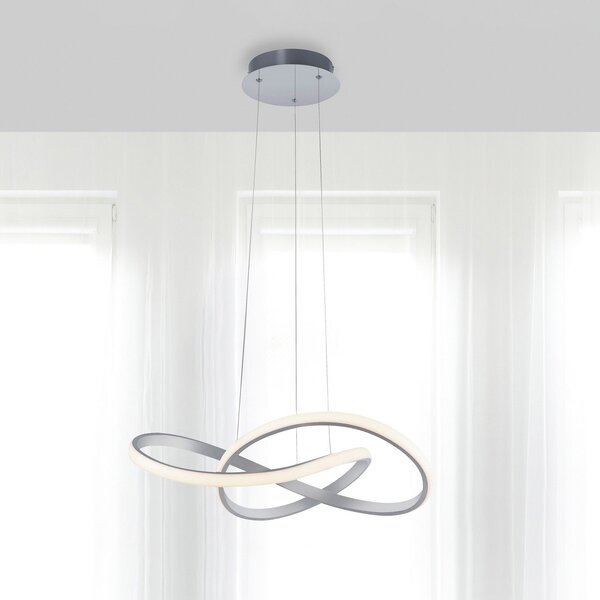 JUST LIGHT. GmbH LED visilica Maria, 3-stupanjska dim, aluminij, prigušiva, Metalik, spavaća soba, Aluminij