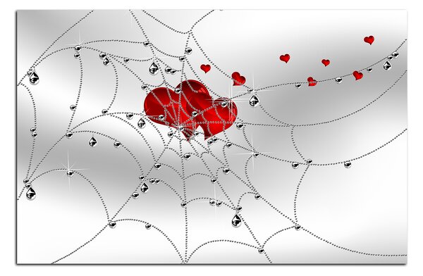 Slika na platnu - Srce u srebrnoj mreži 178A (60x40 cm)