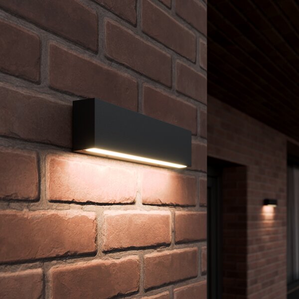 Lucande LED vanjska zidna svjetiljka Elvira, antracit, metal, topla bijela, IP65, Crno, Metal