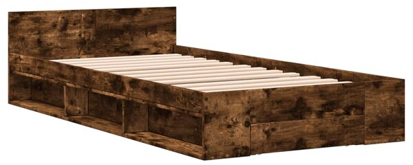 Okvir kreveta s ladicom boja dimljenog hrasta 75x190 cm drveni - Smeđa / 75 x 190 cm