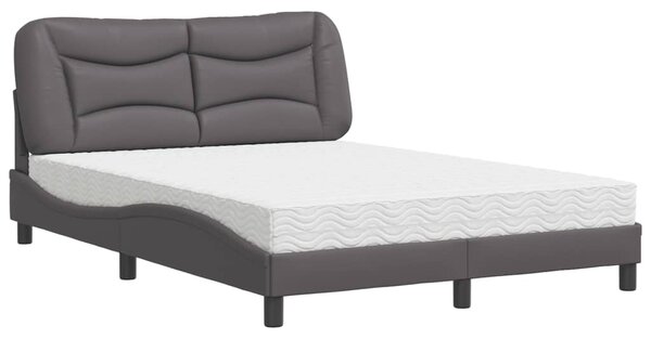 Krevet s madracem Hvar sivi 140x190 cm od umjetne kože - Siva / 140 x 190 cm