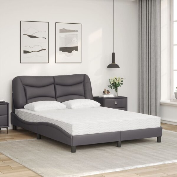Krevet s madracem Hvar sivi 140x190 cm od umjetne kože - Siva / 140 x 190 cm