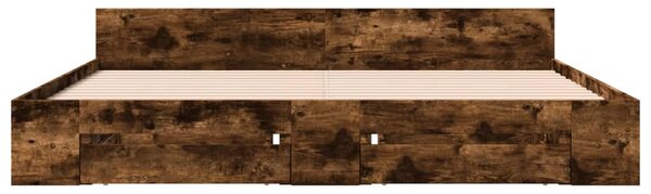 Okvir kreveta s ladicama boja hrasta 200x200 cm - Smeđa / 200 x 200 cm