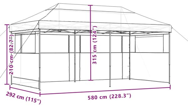 Sklopivi prigodni šator za zabave s 3 bočna zida smeđesivi - Tupe / N/A