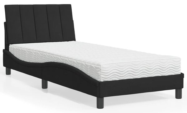 Krevet s madracem Hanko crni 80 x 200 cm baršunasti - Crna / 80 x 200 cm