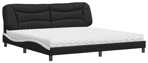 Krevet s madracem Hvar crno-bijeli 200 x 200 cm od umjetne kože - Crna / 200 x 200 cm