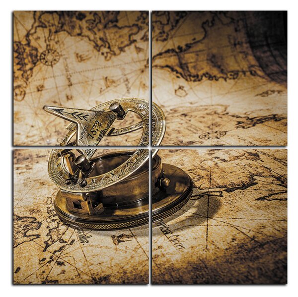 Slika na platnu - Kompas na karti antičkog svijeta - kvadrat 3999FD (60x60 cm)