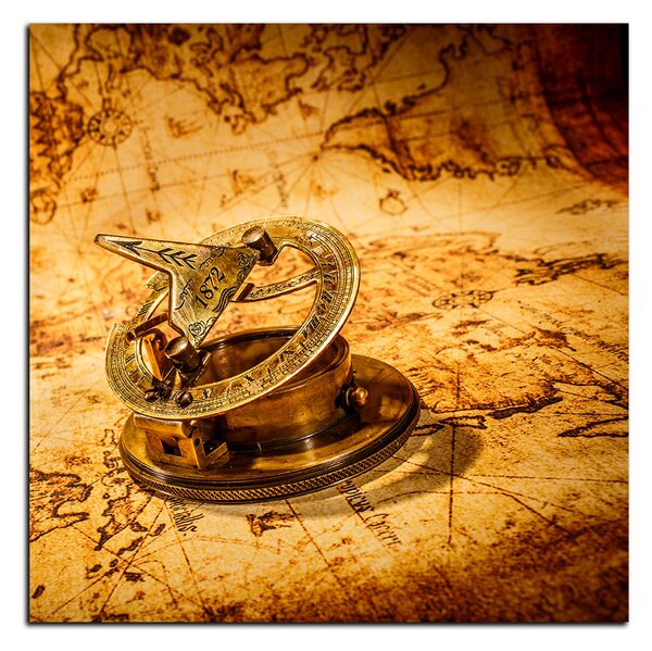 Slika na platnu - Kompas na karti antičkog svijeta - kvadrat 3999A (50x50 cm)