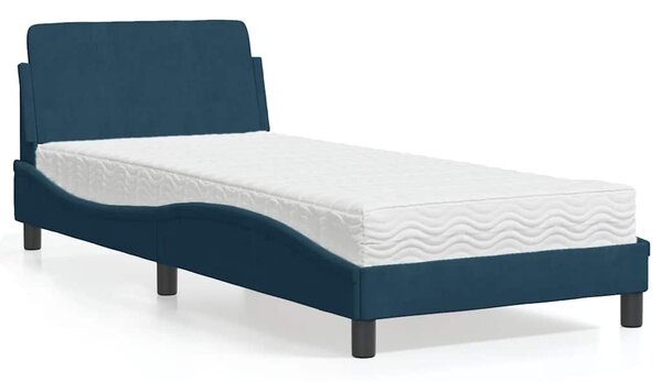 Krevet s madracem Dover plavi 80 x 200 cm baršunasti - Plava / 80 x 200 cm