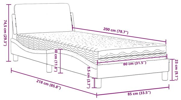 Krevet s madracem Dover plavi 80 x 200 cm baršunasti - Plava / 80 x 200 cm