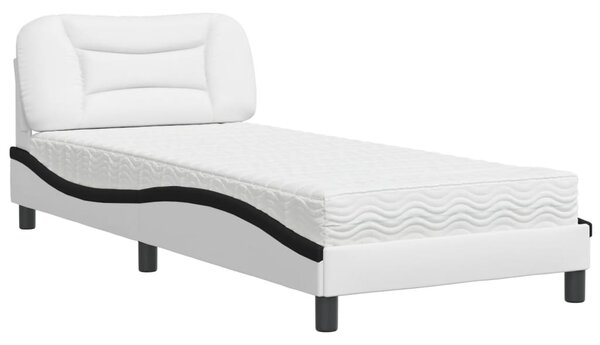 Krevet s madracem Hvar bijelo-crni 80 x 200 cm od umjetne kože - Crna / 80 x 200 cm