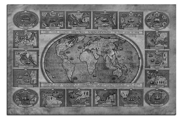 Slika na platnu - Drevna karta svijeta 1100QA (60x40 cm)