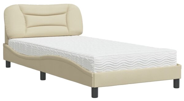 Krevet s madracem Hvar krem 100 x 200 cm od tkanine - Krema / 100 x 200 cm