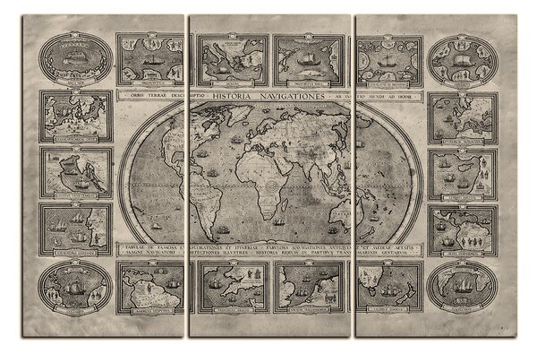 Slika na platnu - Drevna karta svijeta 1100FB (90x60 cm )