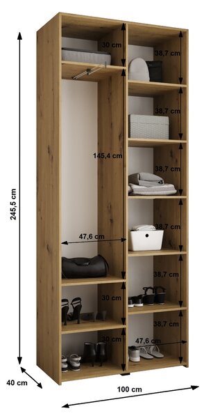 Zondo.hr Ormar za garderobu 100 cm Carmela 40-1 (bijela + zlatna). Akcija -21%. 1126502