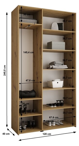 Zondo.hr Ormar za garderobu 120 cm Carmela 40-1 (bijela + crna). Akcija -20%. 1126509