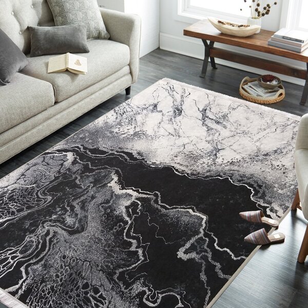 Sivi protuklizni tepih s apstraktnim uzorkom Širina: 160 cm | Duljina: 220 cm