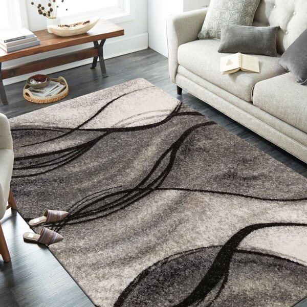 Moderni sivi tepih s apstraktnim motivom Širina: 200 cm | Duljina: 290 cm