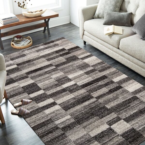 Moderni sivo-smeđi tepih s uzorkom pravokutnika Širina: 200 cm | Duljina: 290 cm