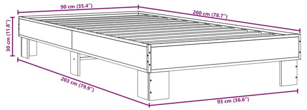 Okvir kreveta crni 90 x 200 cm konstruirano drvo i metal - Crna / 90 x 200 cm