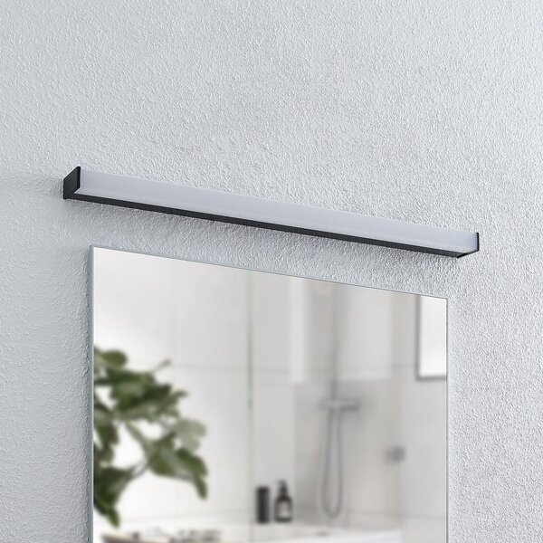 Lindby LED kupaonska zidna svjetiljka Ulisan, 89 cm, crna, kvadratna, Crno, kupaonica, Metal