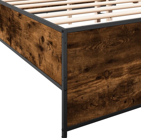 Okvir kreveta boja hrasta 140x190 cm konstruirano drvo i metal - Smeđa / 140 x 190 cm