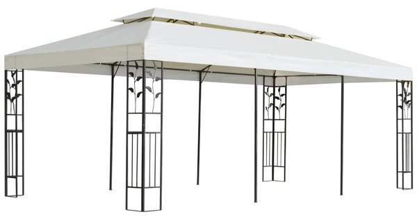 Sjenica s dvostrukim krovom bijela 6 x 3 m čelična - Krema / N/A